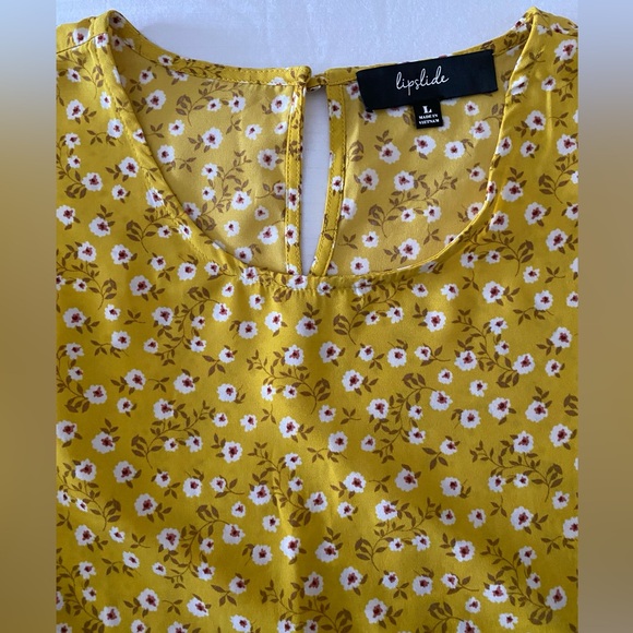 Lipslide Women’s Yellow Floral Blouse,Size Large. - Picture 4 of 10